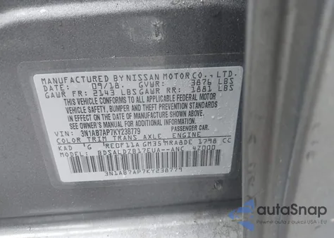 2019 Nissan Sentra Sv из США, поврежденный, VIN 3N1AB7AP7KY238779